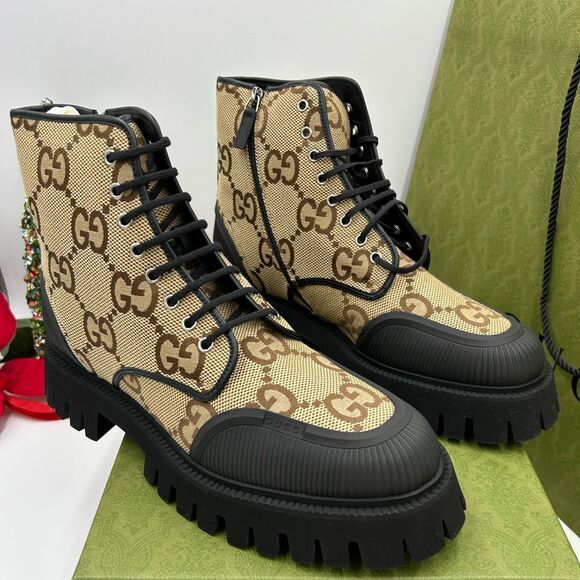 Men’s Gucci maxi GG combat boots lug soles size 13 made in Italy - Picture 1 of 7